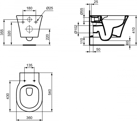 Vas wc suspendat rimless plus Ideal Standard Connect Air negru mat [1]