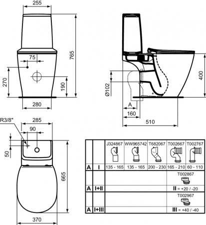Vas wc stativ Ideal Standard Connect AquaBlade alb lucios [4]