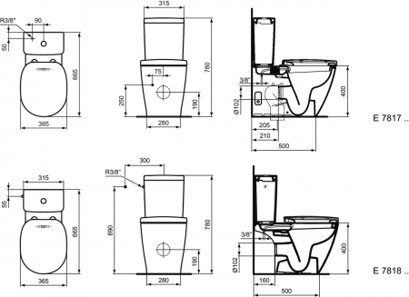 Vas wc stativ Ideal Standard Connect cu functie bideu alb lucios [4]