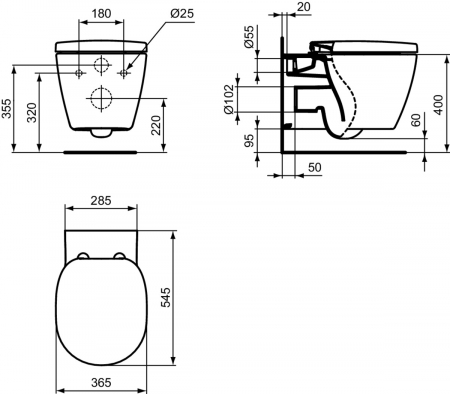 Vas wc suspendat Ideal Standard Connect AquaBlade alb lucios [4]