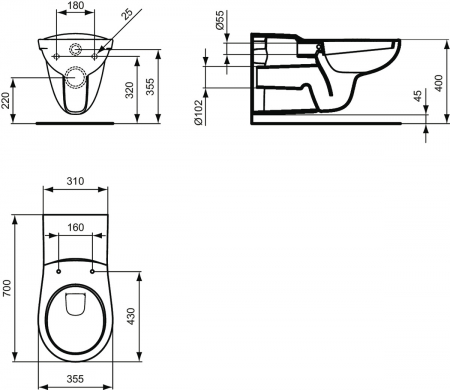 Vas wc suspendat pentru persoane cu dizabilitati Ideal Standard Contour 21 alb [1]
