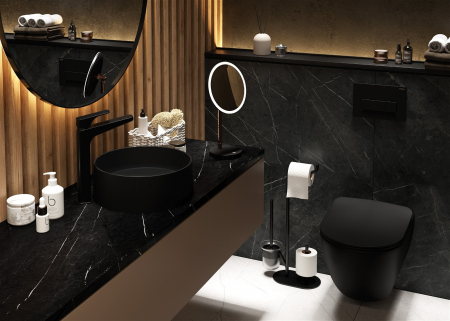 Vas wc cu functie de bideu incorporat si baterie, negru mat, Peonia Zero, Deante [5]
