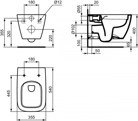 Vas wc suspendat rimless plus Ideal Standard i.life B gri lucios [4]