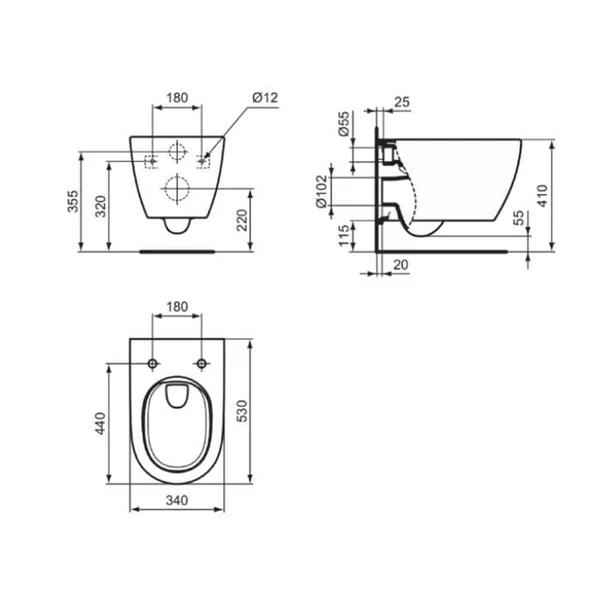 Vas wc suspendat, pentru rezervor incastrat, hydro twist, Ideal Standard I.life O [1]