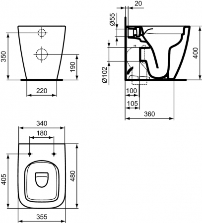 Vas wc stativ rimless plus Ideal Standard i.life S alb lucios back to wall [4]