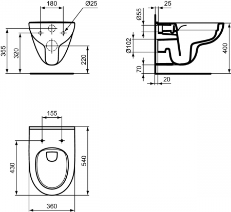 Vas wc suspendat rimless plus Ideal Standard i.Life A oval alb lucios [4]