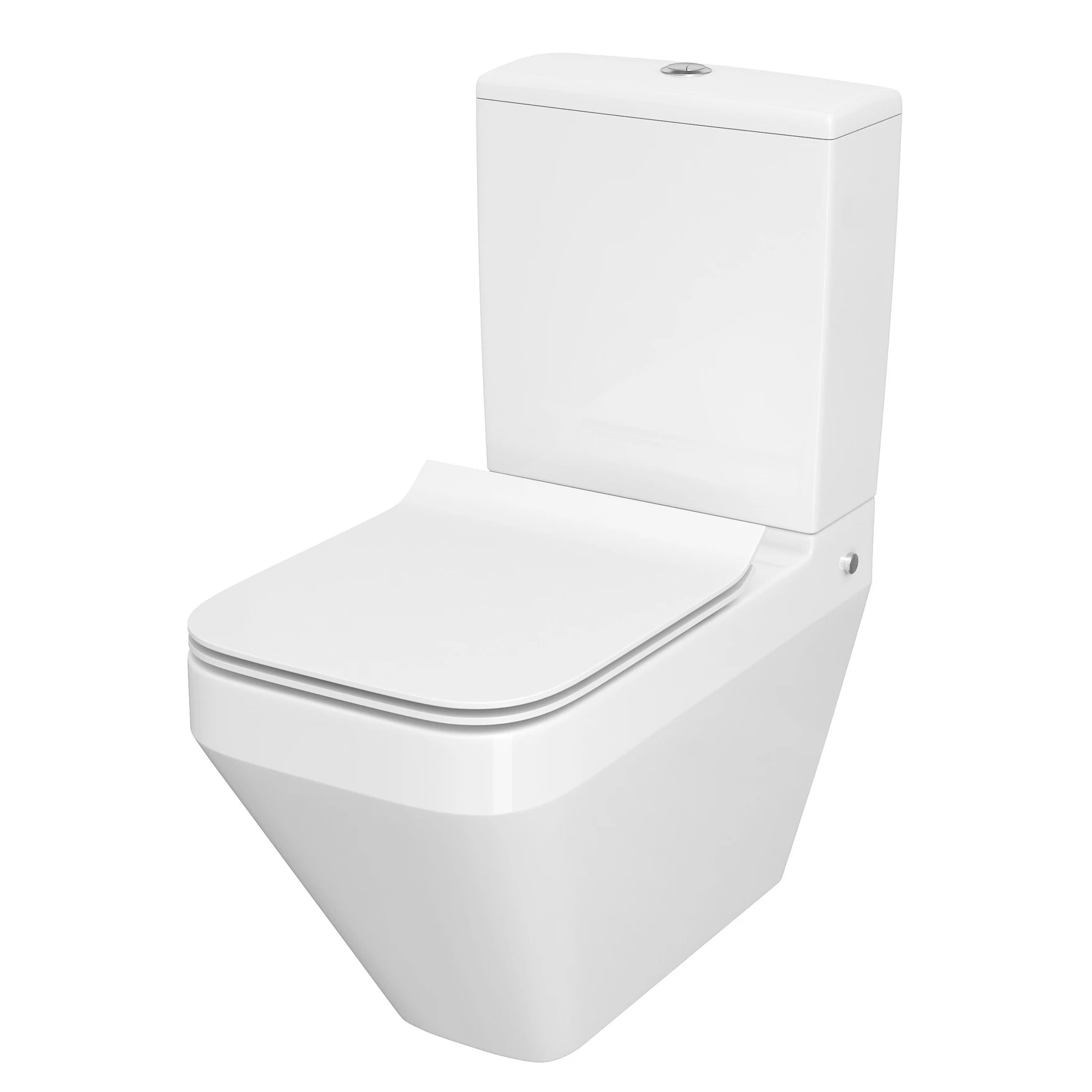 Baie - Vas WC pe pardoseala dreptunghiular rimless Cersanit Crea back-to-wall cu capac slim softclose alb fara rezervor