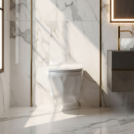 Vas WC suspendat, cu forme 3D valuri, sistem spalare rimless, Rea Gustavo [6]