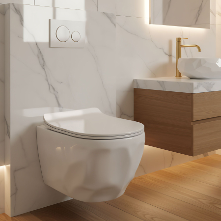 Vas WC suspendat, cu forme 3D valuri, sistem spalare rimless, Rea Gustavo [1]