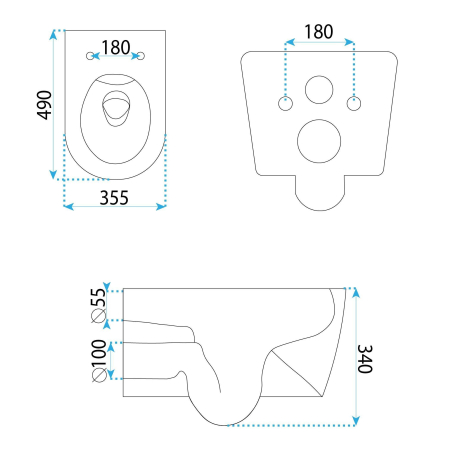 Vas WC suspendat, cu forme 3D valuri, sistem spalare rimless, Rea Gustavo [11]