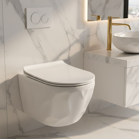 Vas WC suspendat, cu forme 3D valuri, sistem spalare rimless, Rea Gustavo [7]