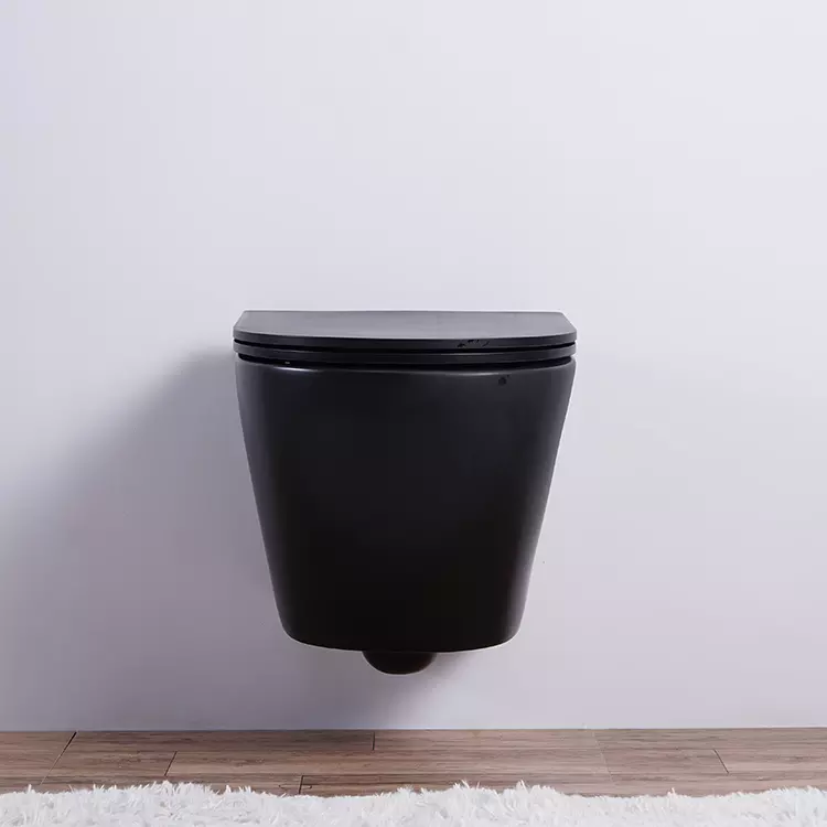 Set vas wc suspendat, negru mat rotund, spalare tornado cu capac soft close Foglia Oslo [2]