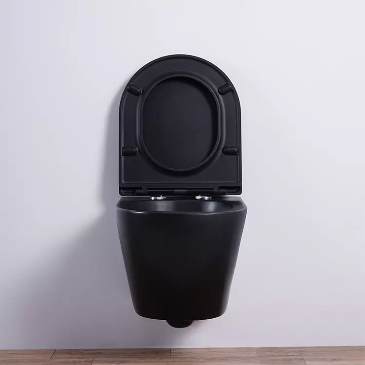 Set vas wc suspendat, negru mat rotund, spalare tornado cu capac soft close Foglia Oslo [4]