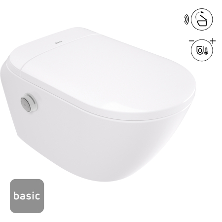 Vase WC cu functie de bideu - Vas WC suspendat smart Deante Silia Basic cu capac automat si functie bideu alb lucios