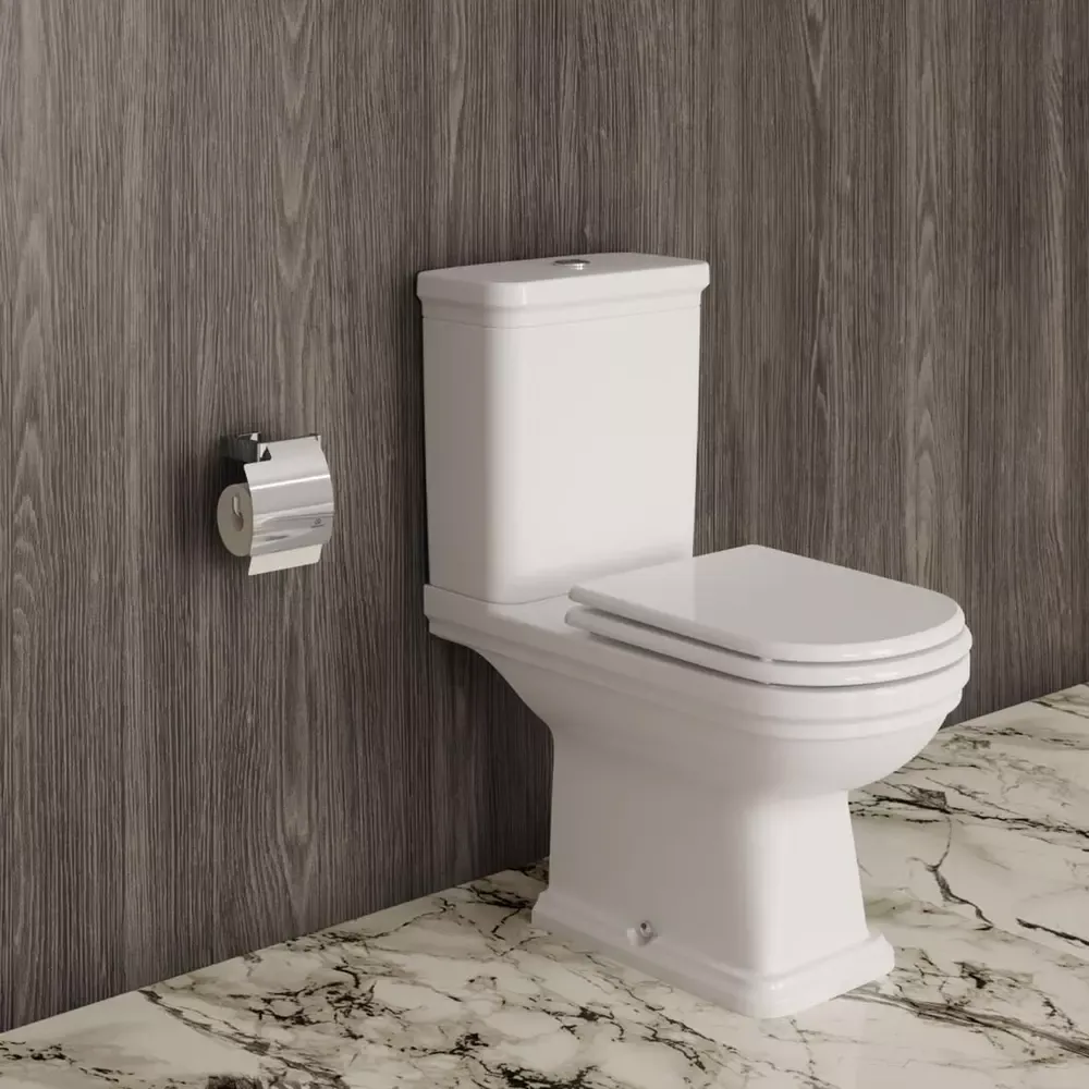 Vase WC - Vas WC pe pardoseală clasic Ideal Standard Calla, pentru rezervor aparent, alb lucios