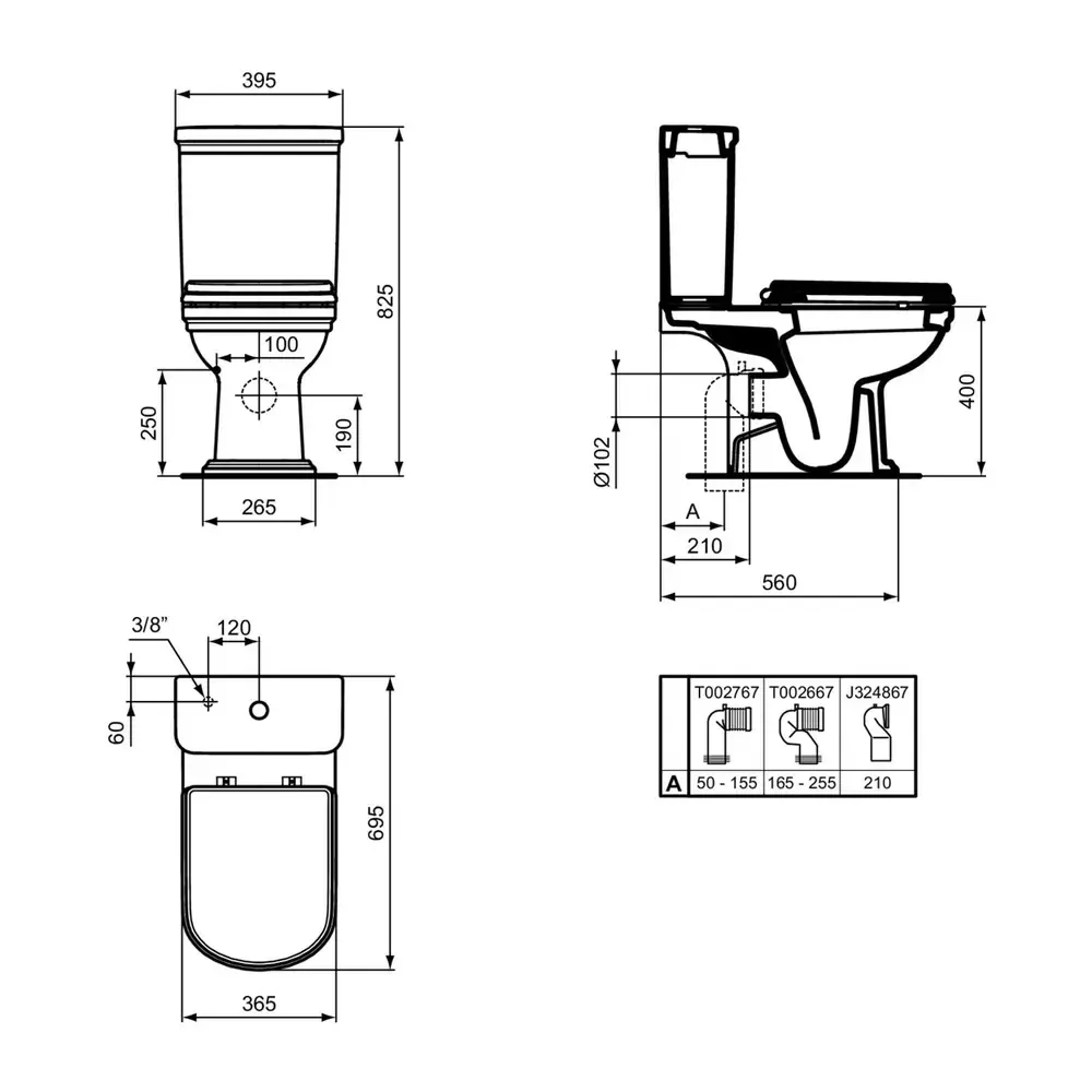 Vas WC pe pardoseală clasic Ideal Standard Calla, pentru rezervor aparent, alb lucios [6]