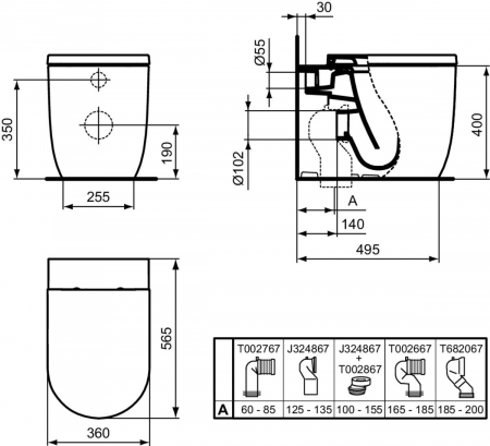 Vas wc stativ Ideal Standard Blend Curve alb lucios back to wall cu capac inclus [8]