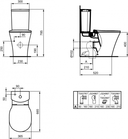 Vas wc stativ Ideal Standard Connect Air AquaBlade alb lucios back to wall [4]