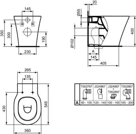 Vas wc stativ Ideal Standard Connect Air II AquaBlade alb lucios back to wall cu capac inclus [5]
