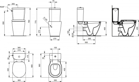 Vas wc stativ Ideal Standard Connect alb lucios back to wall cu rezervor si capac inclus [3]