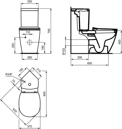 Vas wc stativ Ideal Standard Connect alb lucios cu rezervor si capac inclus [2]