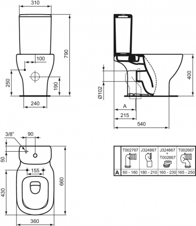 Vas wc stativ Ideal Standard Tesi AquaBlade alb mat cu rezervor si capac inclus [2]