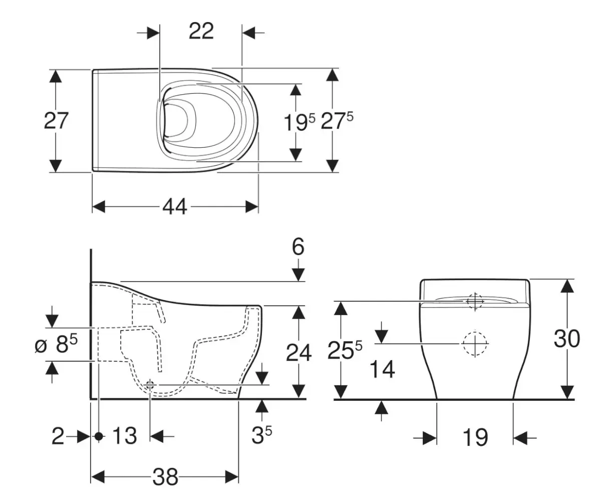Vas WC stativ pentru copii, 44 cm x 27cm x 30 cm , rimfree, alb, Geberit Bambini [1]