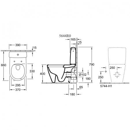 Vas wc stativ, rimless, alb Villeroy & Boch Avento [2]