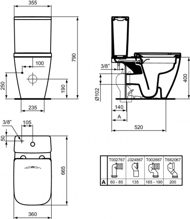 Vas wc stativ rimless Ideal Standard i.life B cu functie bideu, rezervor si capac inclus [3]