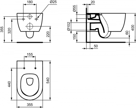 Vas wc suspendat Ideal Standard Blend Curve AquaBlade alb lucios [4]
