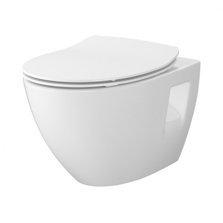 Baie - Vas wc suspendat Cersanit Moduo CleanOn cu capac soft close slim inclus, alb