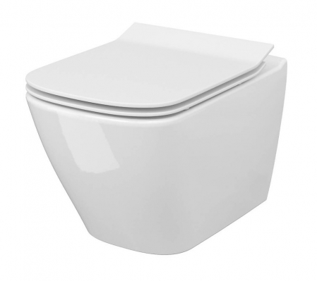 Baie - Vas wc suspendat CleanOn Cersanit City Square cu capac soft close inclus, alb