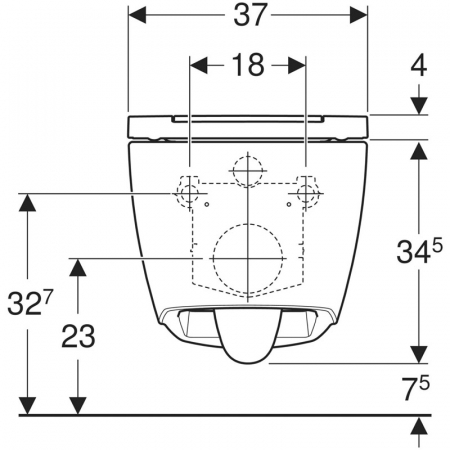 Vas wc suspendat, One, cu capac si spalare TurboFlush, alb, Geberit [4]