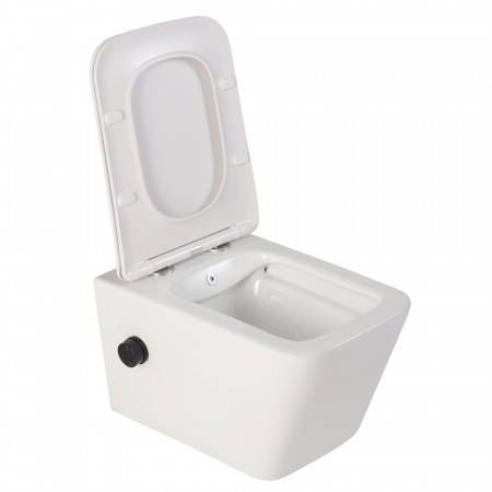 Vas wc suspendat cu functie bideu, dreptunghiular, apă calda/rece, rimless, baterie negru mat Foglia Safari [1]