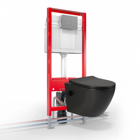 Vas wc suspendat cu functie bideu, negru mat, apă calda/rece, spalare rimless, baterie inclusa Foglia Oslo [5]