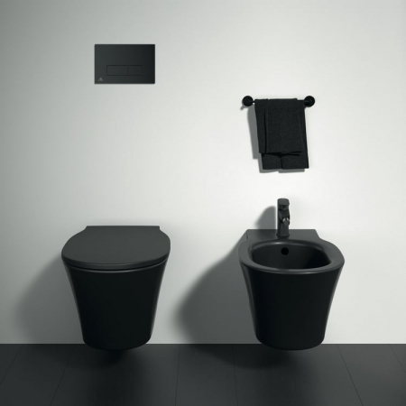 Set vas wc suspendat negru mat cu capac soft close si bideu, Ideal Standard Connect Air [2]