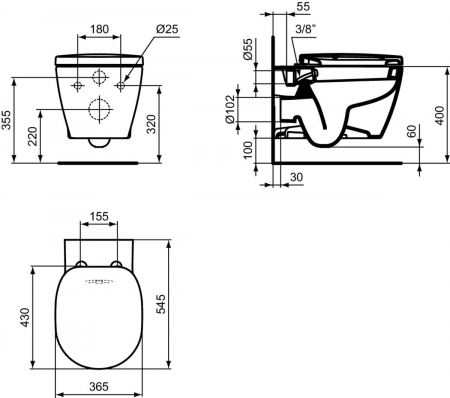 Vas wc suspendat Ideal Standard Connect cu functie bideu alb lucios cu capac inclus [1]