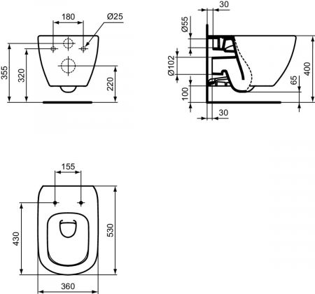 Vas wc suspendat Ideal Standard Tesi AquaBlade alb lucios cu capac inclus [3]