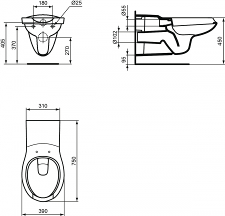 Vas wc suspendat pentru persoane cu dizabilitati Ideal Standard Maia alb [1]