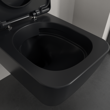Vas wc suspendat, negru, evacuare orizontala, capac inclus, Villeroy & Boch Skyla TwistFlush [5]