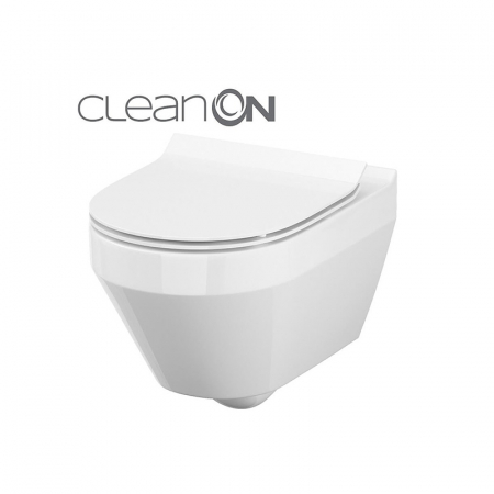 Baie - Set vas wc suspendat oval rimless, cu capac soft close si easy off, Cersanit Crea