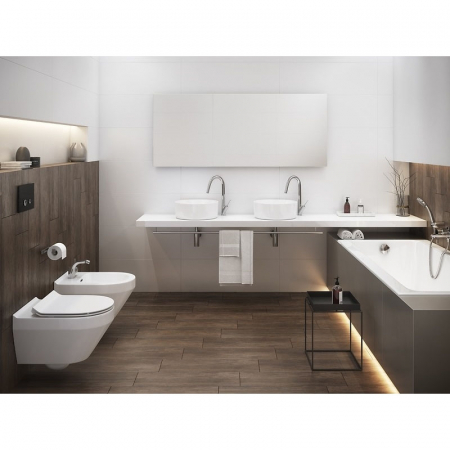 Set vas wc suspendat oval rimless, cu capac soft close si easy off, Cersanit Crea [4]