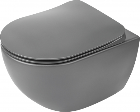 Vase WC - Vas wc suspendat rimless antracit mat Deante Peonia cu capac soft close inclus
