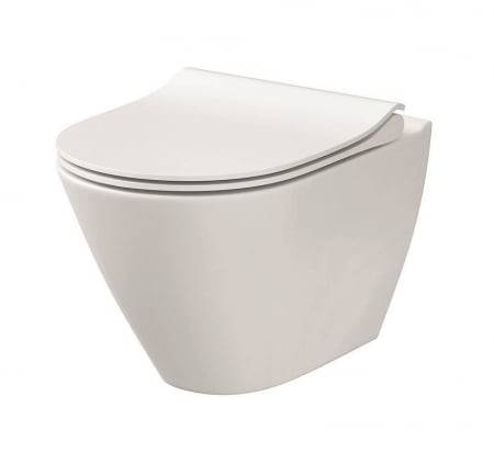 Baie - Vas wc suspendat rimless Cersanit City Oval cu capac soft close inclus, alb lucios