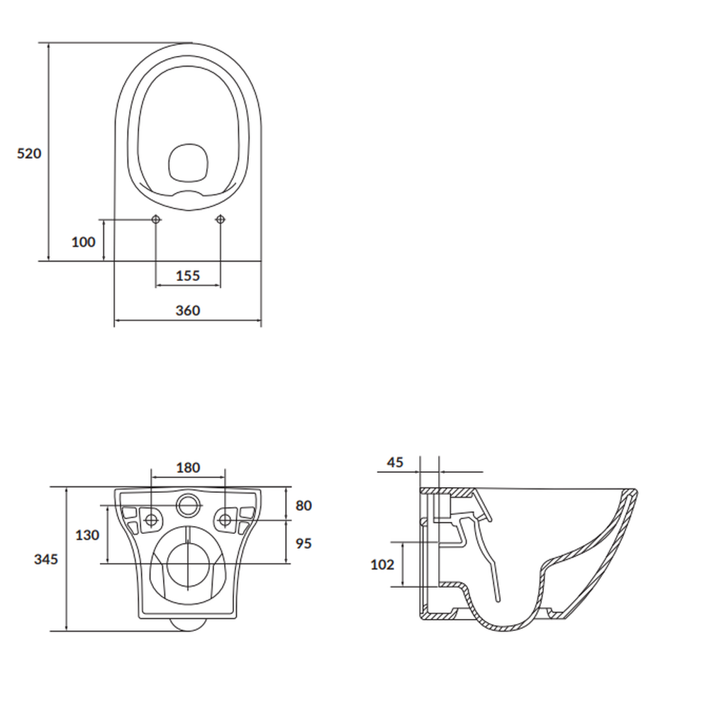 Vas wc suspendat rimless Cersanit Larga, oval, alb [3]