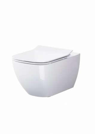 Baie - Vas wc suspendat rimless Cersanit Virgo Cleanon cu capac soft close inclus, alb