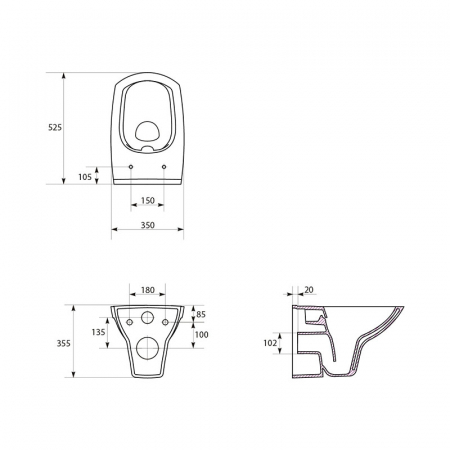 Vas wc suspendat rimless, cu capac duroplast, Cersanit Carina [6]