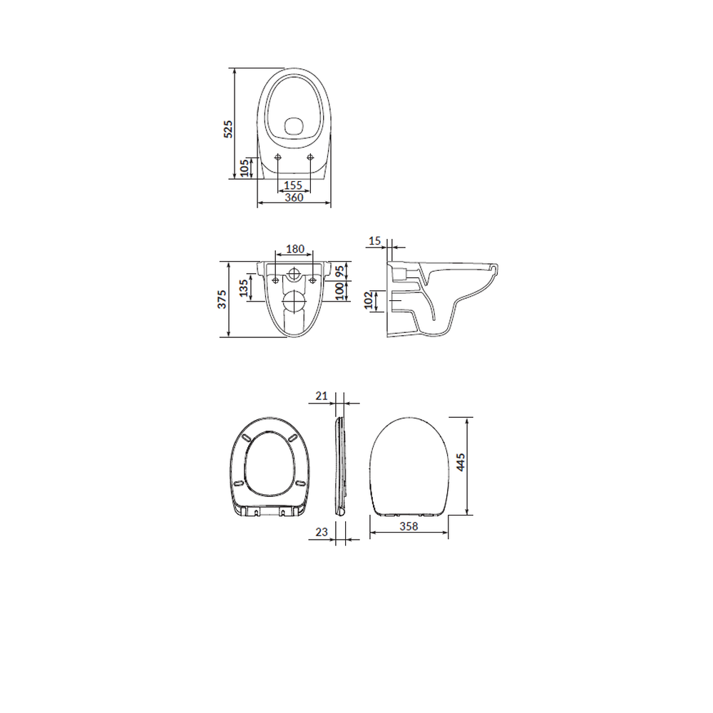Vas wc suspendat rimless cu capac soft close Cersanit Delfi Dur, alb [2]