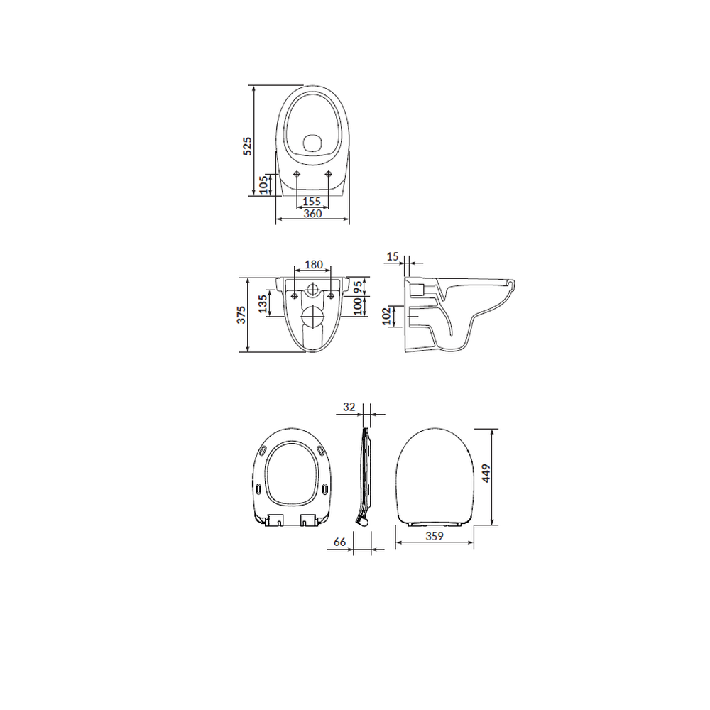 Vas wc suspendat rimless cu capac soft close Cersanit Delfi Slim Dur, alb [2]