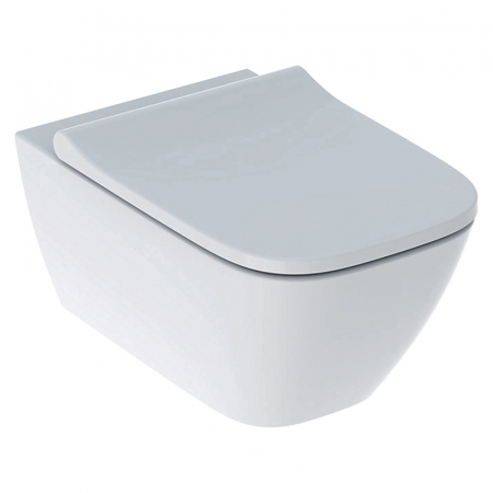 Vase WC - Vas wc suspendat rimless dreptunghiular, Smyle Square, cu capac quick release, alb, Geberit